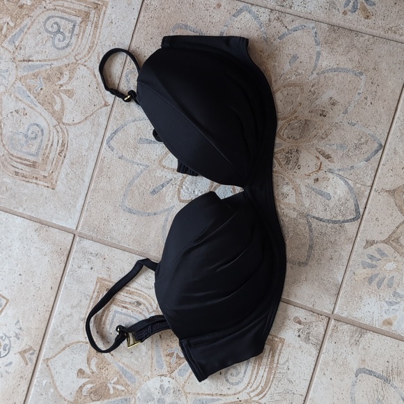 Smart & Sexy Push Up Convertible Bikini Top 34D Black - Picture 3 of 5